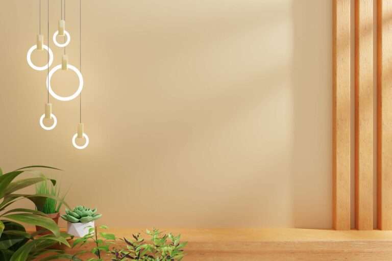 home-empty-wall-background-wooden-surface-with-plants